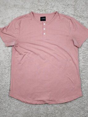 Cuts Clothing Pyca Pro Pink Henley Button Shirt Workout Size Large L Active USA